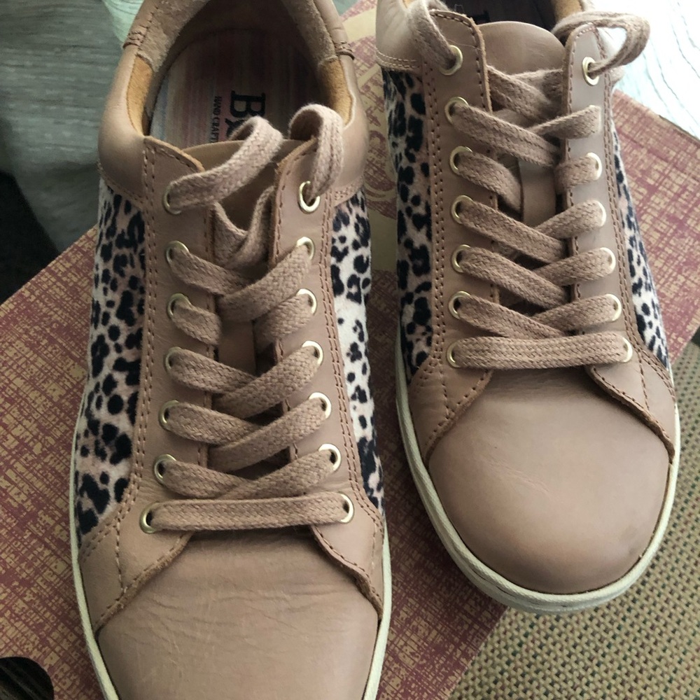 Born Tan with Brown Leopard Print Women's Sneakers